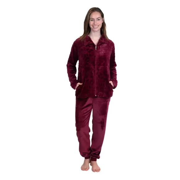 Jensen Danmark - Fleece Hjemmedragt, Bordeaux