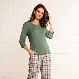 Cotten Fannel Buks, Army/Rose Checks
