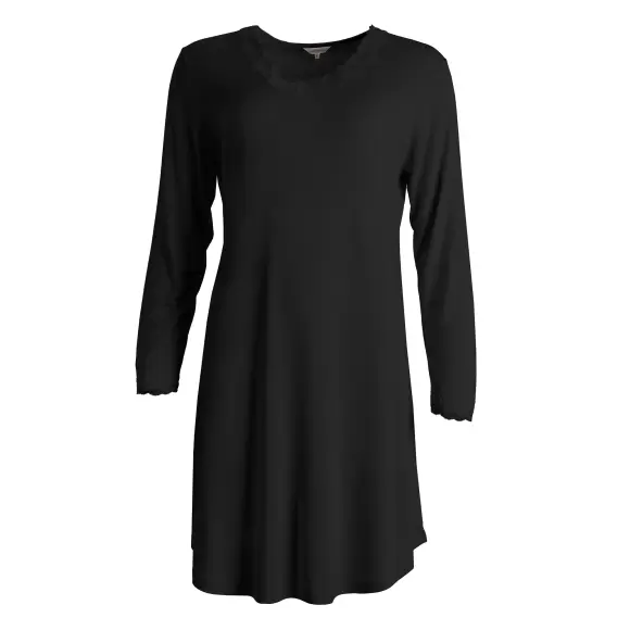 Lady Avenue - Silke Natkjole Langærmet, Black