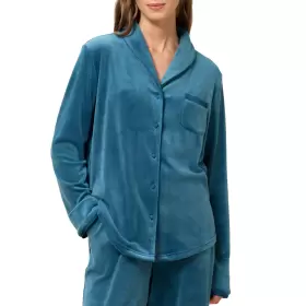 Boyfriend Velour Top, Smoky Blue