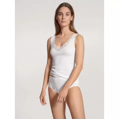 Feminin Tank Top Med Blonde, Hvid