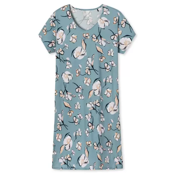 Schiesser - Natkjole Kort Ærme, Blue/Grey
