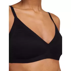 Soft Stretch Top Stribet, Sort 