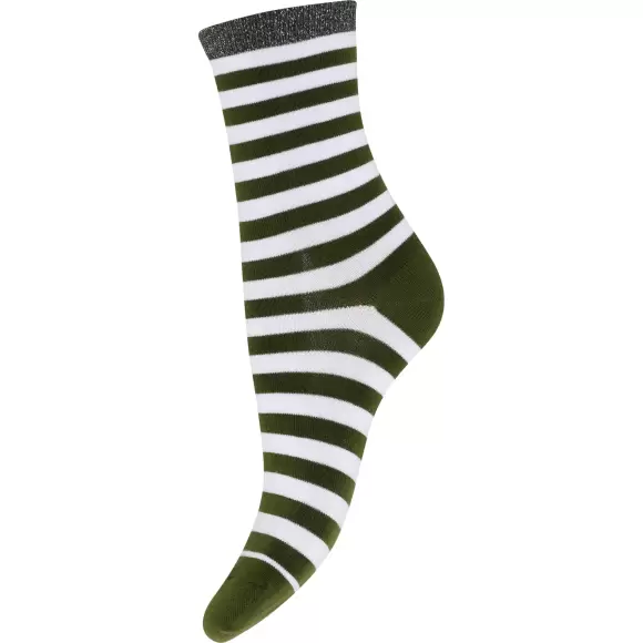 Decoy - Ankel Sock Glitter, Grøn/Hvid