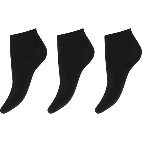3 Pak Bomulds Sneakerstrømper, Sort