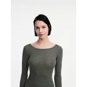 Langærmet Uld/Silke, Slate Grey