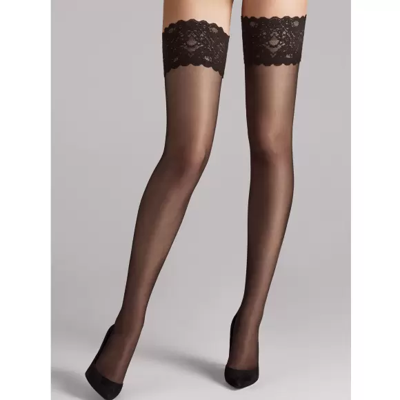 Wolford - Satin Touch 20 Stay-Up, Nearly Black