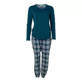 Cotton Flannel Pyjamas, Dark Petrol