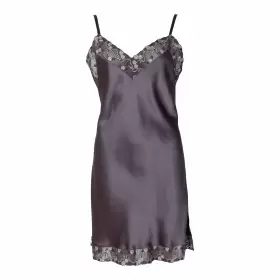 Pure Silk Slip With Lace, Graphite