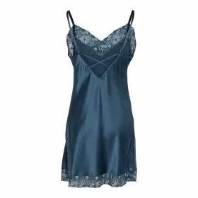 Pure Silk Slip With Lace, Dark Petrol