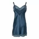 Wiki - Pure Silk Slip With Lace, Dark Petrol