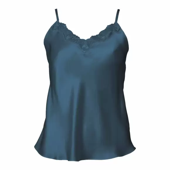 Lady Avenue - Pure Silk Top M/Blonde, Dark Petrol