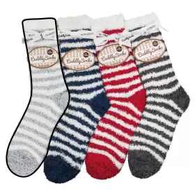Relax Cuddly Socks, Lysegrå/Hvid Striber