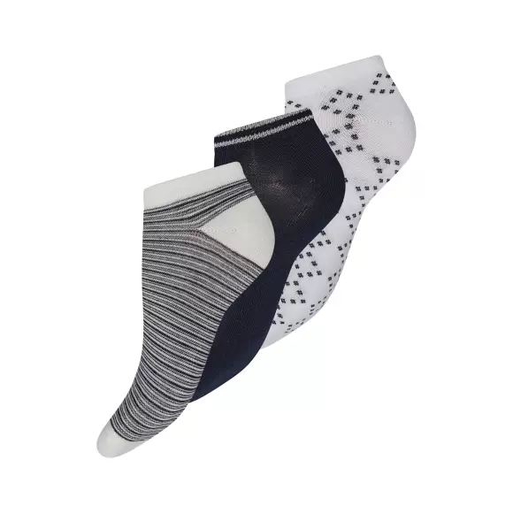 Decoy - 3-Pack Sneaker Bambusstrømper, Mørkeblå/Hvid