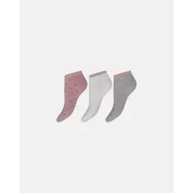 3-Pack Sneaker Bomuldsstrømpe, Grå/Pink/Hvid