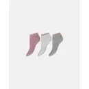 Decoy - 3-Pack Sneaker Bomuldsstrømpe, Grå/Pink/Hvid