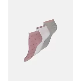 3-Pack Sneaker Bomuldsstrømpe, Grå/Pink/Hvid