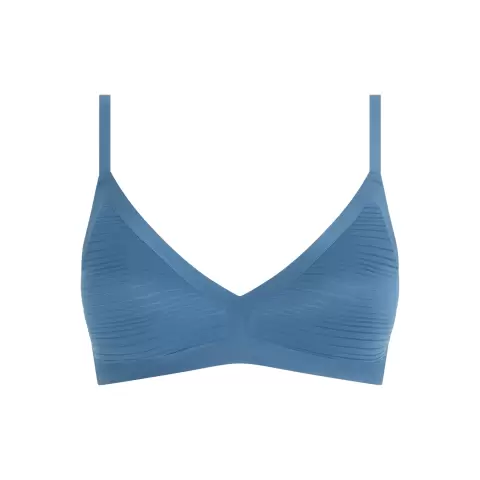 Soft Stretch Top Stribet, Jeans Blue