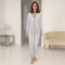 Lady Avenue - Bamboo Flannel Pyjamas, Blue/Red Stripes Lady Avenue - Bamboo Flannel Pyjamas, Blue/Red Stripes