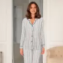 Lady Avenue - Bamboo Flannel Pyjamas, Blue/Red Stripes Lady Avenue - Bamboo Flannel Pyjamas, Blue/Red Stripes