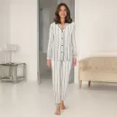 Lady Avenue - Bamboo Flannel Pyjamas, Deer/Rose Stripes Lady Avenue - Bamboo Flannel Pyjamas, Deer/Rose Stripes