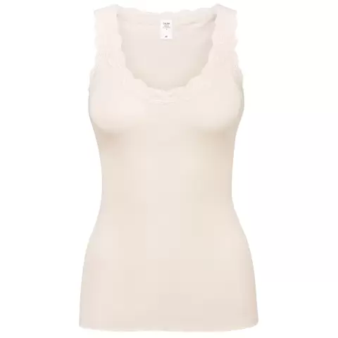 Richesse Lace Tank Top, Uld/Silke Råhvid