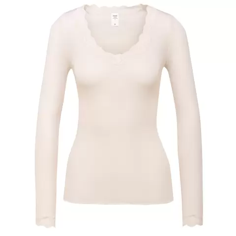 Richesse Lace Langærmet, Uld/Silke Råhvid