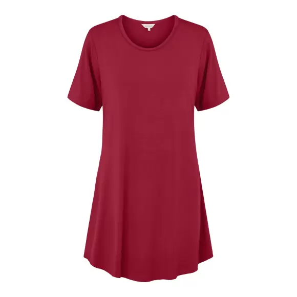Lady Avenue - Bamboo Big Shirt Kort Ærme, Ruby Red Lady Avenue - Bamboo Big Shirt Kort Ærme, Ruby Red