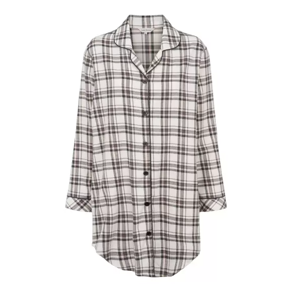 Lady Avenue - Cotton Flannel Natskjorte, Deer/Rose Checks Lady Avenue - Cotton Flannel Natskjorte, Deer/Rose Checks