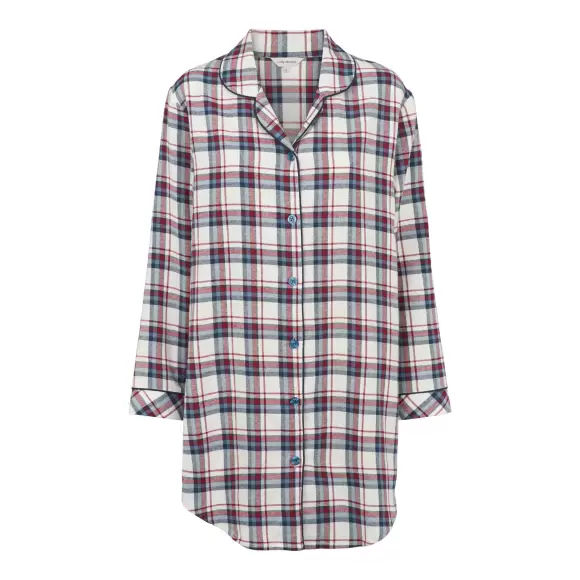Lady Avenue - Cotton Flannel Natskjorte, Blue/red Checks Lady Avenue - Cotton Flannel Natskjorte, Blue/red Checks