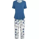 Wiki - Bambus Pyjamas Kort Ærme, Blue Grey Floral