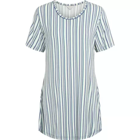 Bambus Natkjole Kort Ærme, Blue Grey Stripe