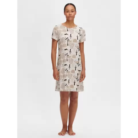Luna Natkjole Kort Ærme, Beige