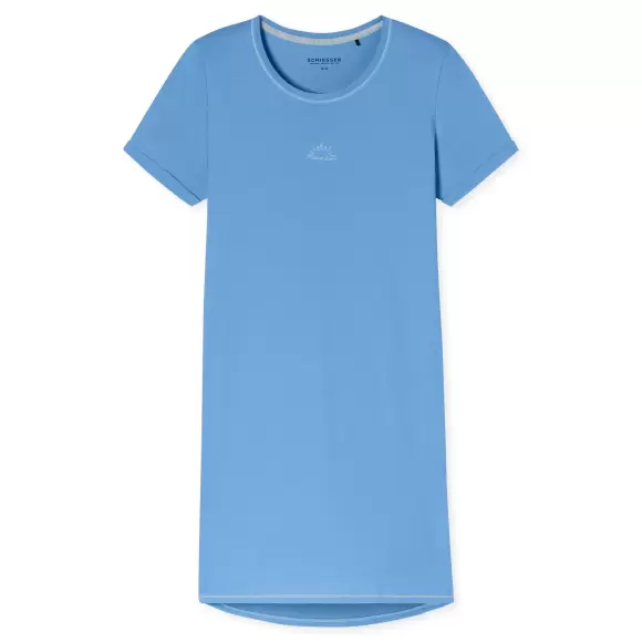 Schiesser - Natkjole Kort Ærme, Light Blue