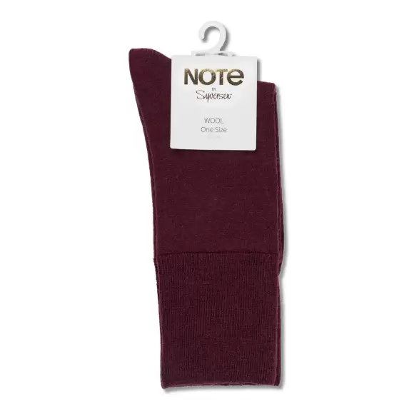 NOTE - Fine Wool Ankelstrømpe, Burgundy