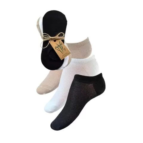 Bambus Sneakerstrømpe 3-Pak, Sort/Hvid/Ash