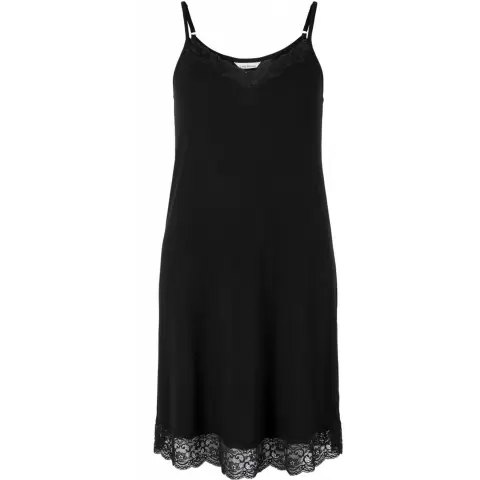 Bamboo Underkjole Med Blonde, Black