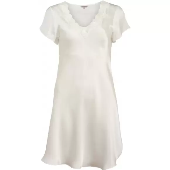 Lady Avenue - Pure Silk Natkjole, Off-White Lady Avenue - Pure Silk Natkjole, Off-White