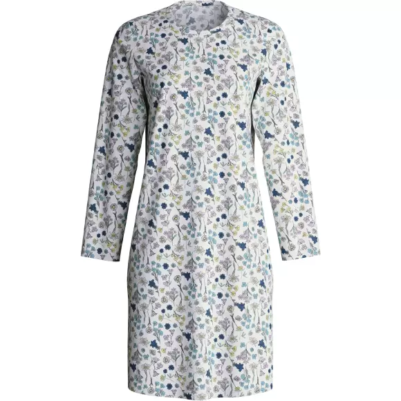 Calida - Flower Nights Natkjole Lange Ærmer, Riviera Blue
