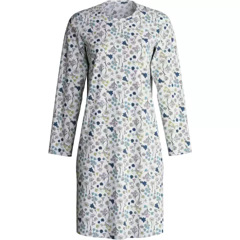 Flower Nights Natkjole Lange Ærmer, Riviera Blue