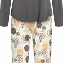 Wiki - Bambus Pyjamas Med Lange Ærmer, Mocca/Kiwi Floral Wiki - Bambus Pyjamas Med Lange Ærmer, Mocca/Kiwi Floral