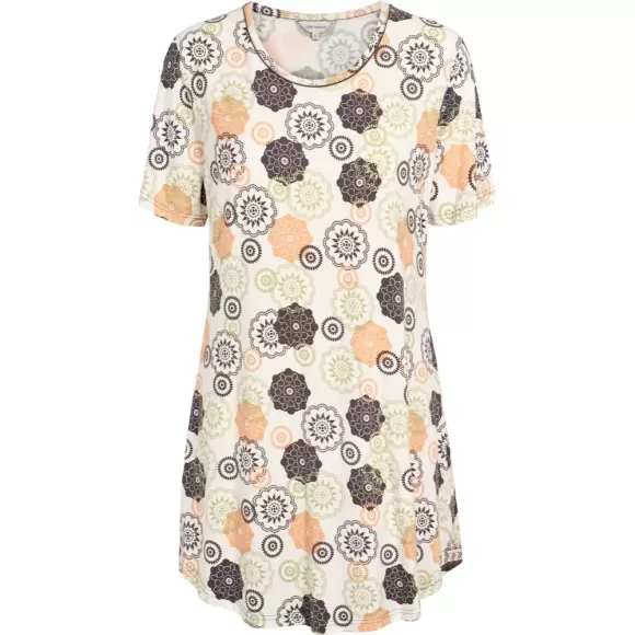 Wiki - Bambus Natkjole Kort Ærme, Mocca/Kiwi Floral