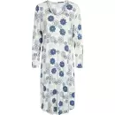 Lady Avenue - Bambus Natkjole Med Lange Ærmer, Blue/Grey Floral Lady Avenue - Bambus Natkjole Med Lange Ærmer, Blue/Grey Floral
