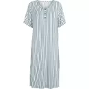 Wiki - Lang Bambus Natkjole Med Korte Ærmer, Blue/Grey Stripe