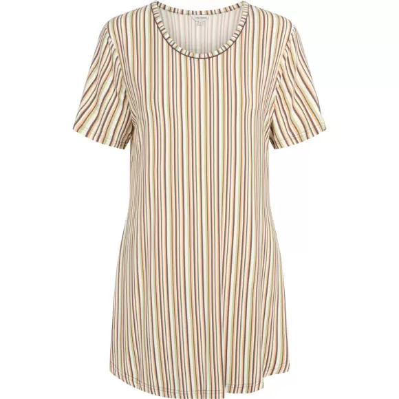 Wiki - Bambus Natkjole Kort Ærme, Mocca/Kiwi Stripe Wiki - Bambus Natkjole Kort Ærme, Mocca/Kiwi Stripe