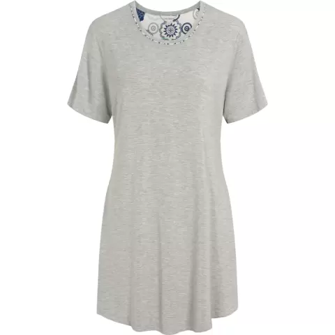 Bambus Natkjole Kort Ærme, Grey Melange