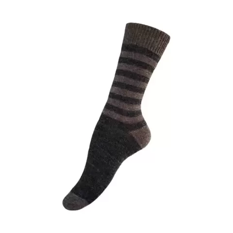 Alpaka Uldstrømpe, Antracite/Brun
