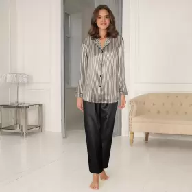 Satin Pyjamas, Black/Moon Satin Pyjamas, Black/Moon