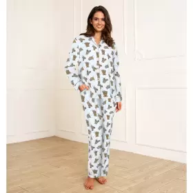 Cotton Flannel Pyjamas, Blue Teddy Cotton Flannel Pyjamas, Blue Teddy