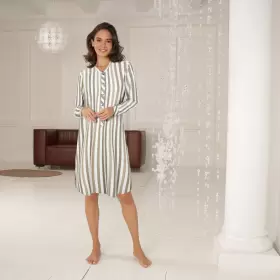 Bamboo Flannel Natkjole, Olive/Plum Bamboo Flannel Natkjole, Olive/Plum